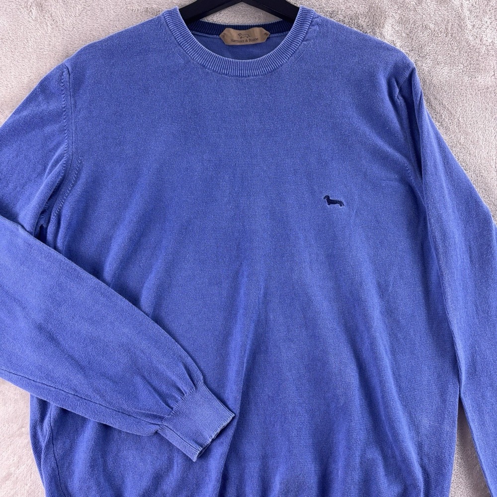Harmont & Blaine Sweater Mens Size XL Blue Crewneck Knit Logo Pullover‎